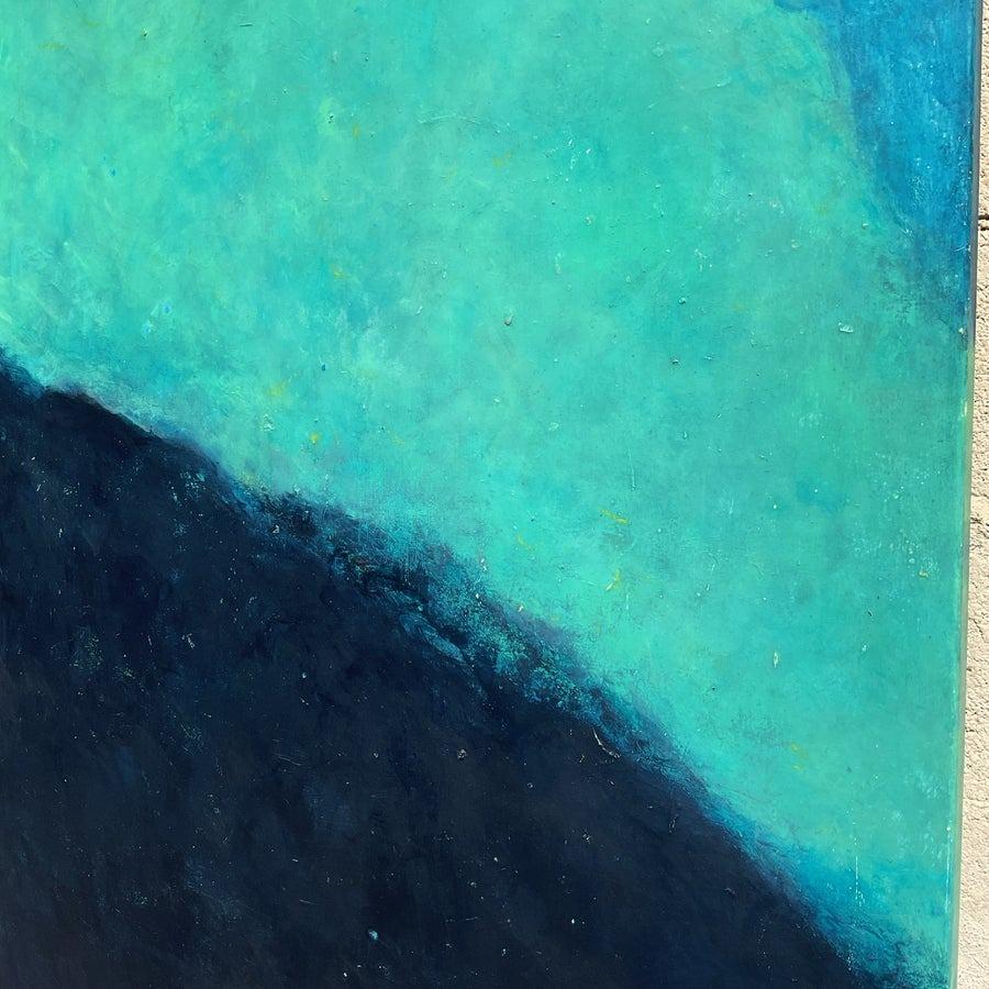 Vintage Monumental Boho Original Abstrakt Öl auf Leinwand im Angebot 1