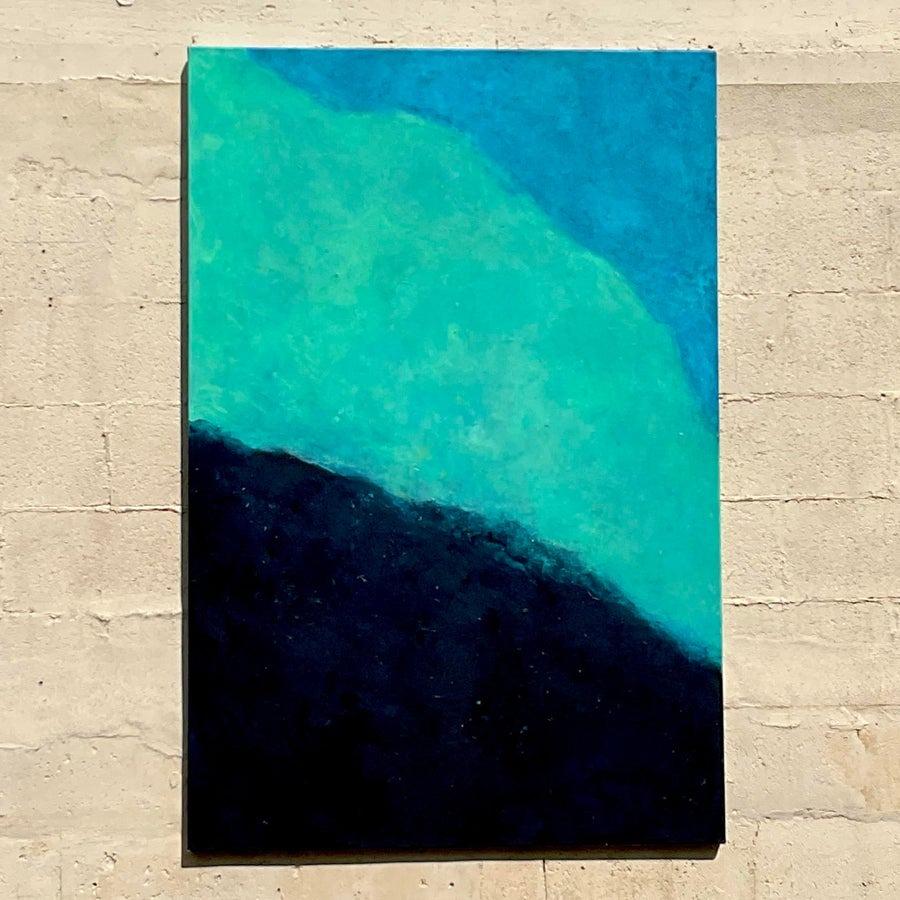 Vintage Monumental Boho Original Abstrakt Öl auf Leinwand im Angebot 2