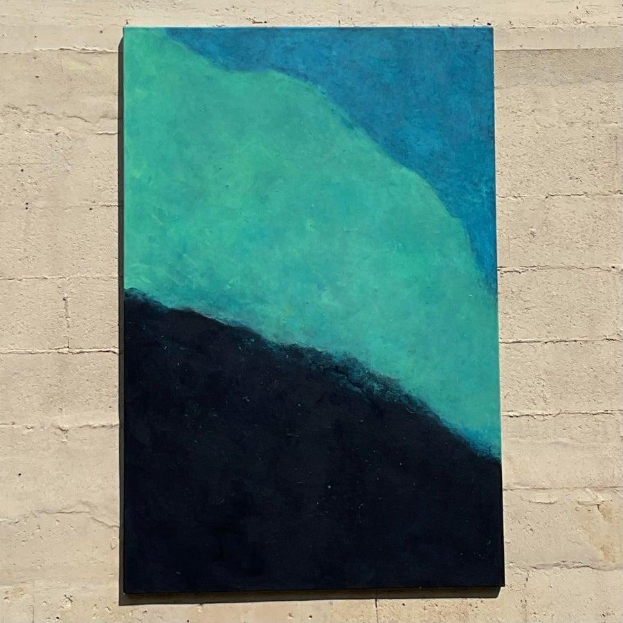 Vintage Monumental Boho Original Abstrakt Öl auf Leinwand im Angebot 3