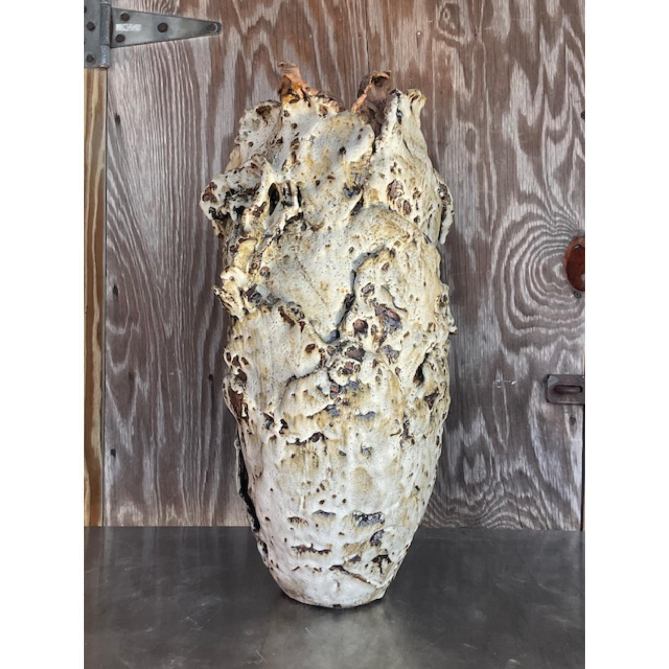 Americano Vaso monumentale d'epoca dello Studio Pottery di Boho, costruito con lastre di legno in vendita