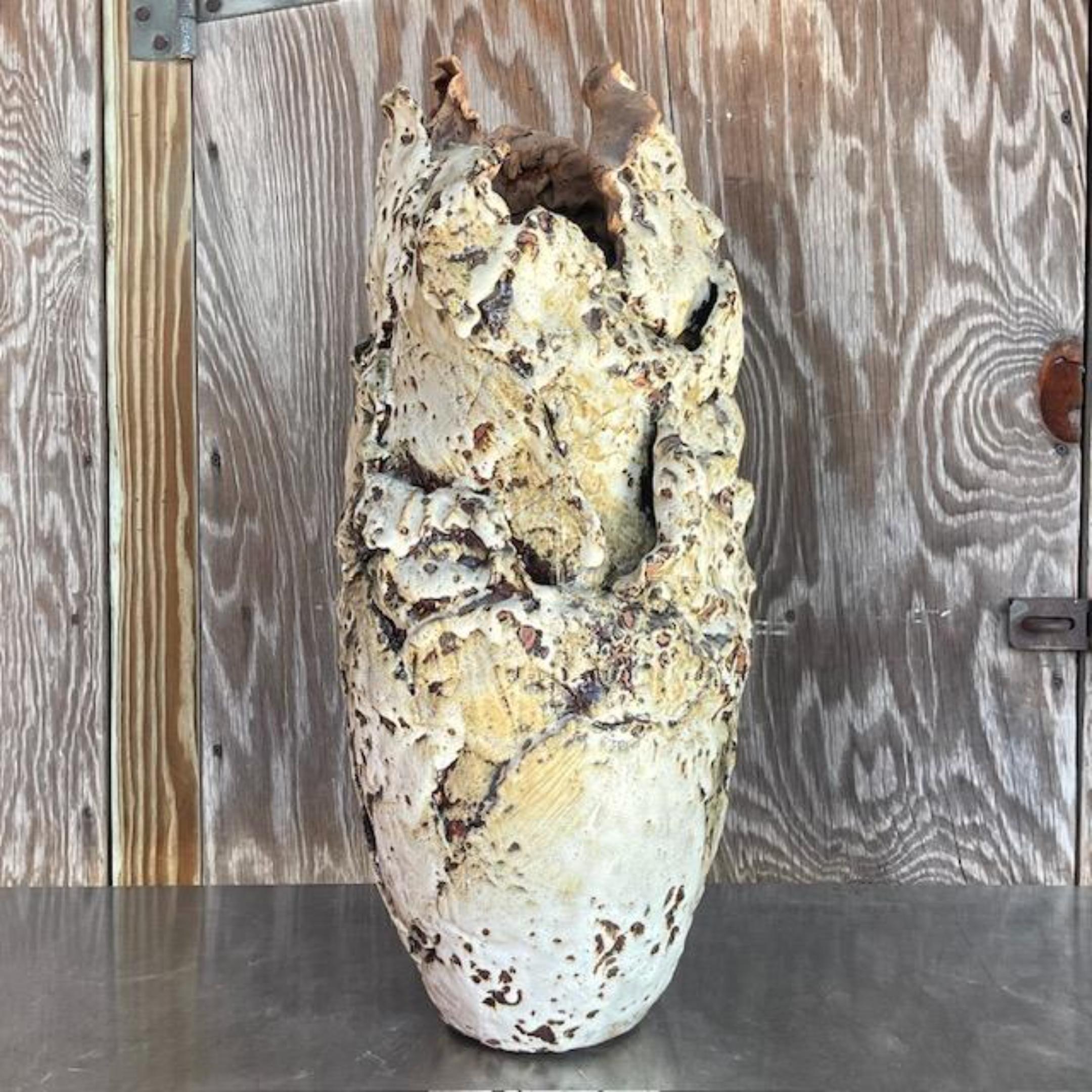 Vaso monumentale d'epoca dello Studio Pottery di Boho, costruito con lastre di legno in vendita 2