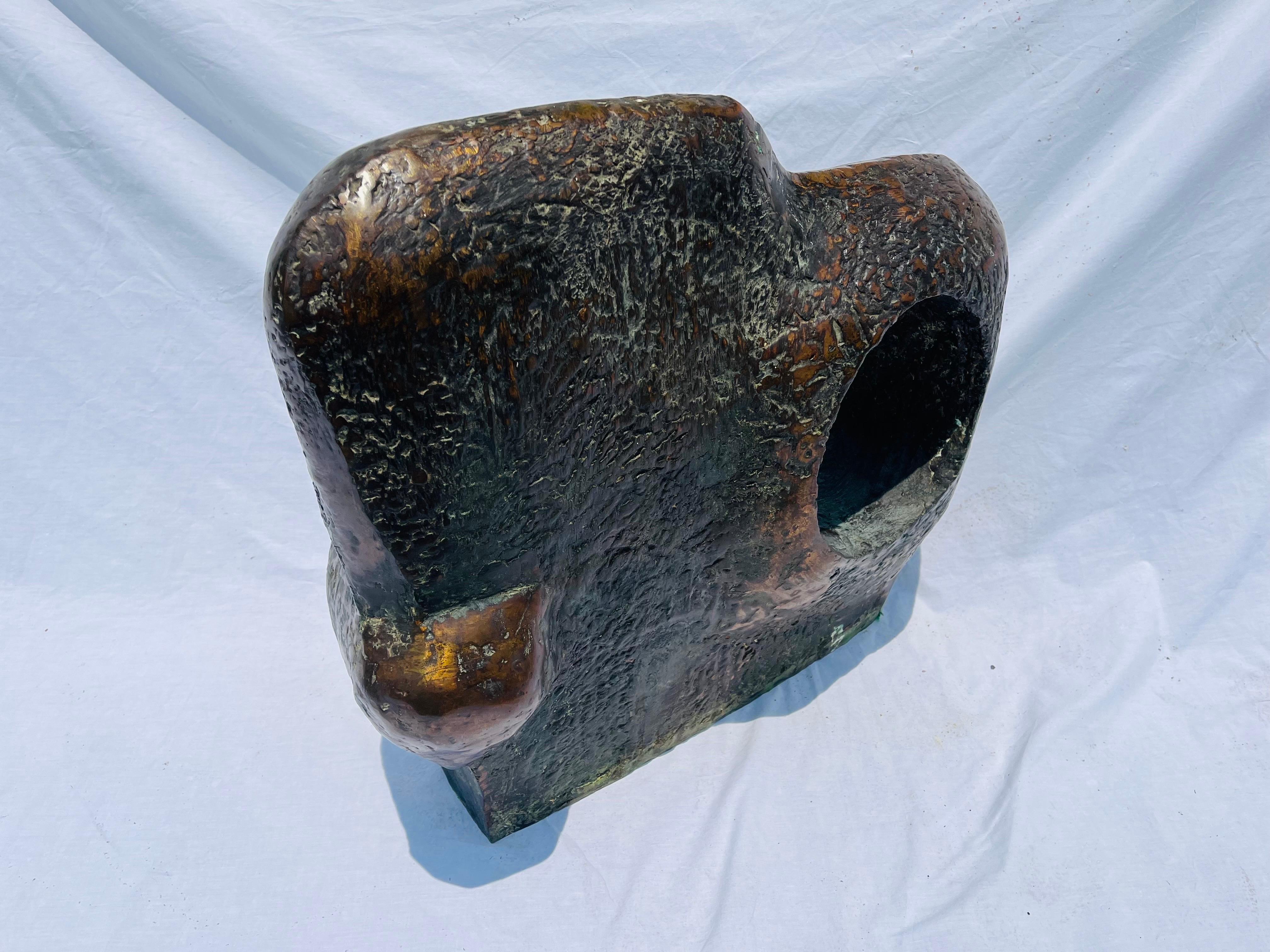Vintage Monumental Bronze Abstract Biomorphic Sculpture Over Two Feet Wide For Sale 7