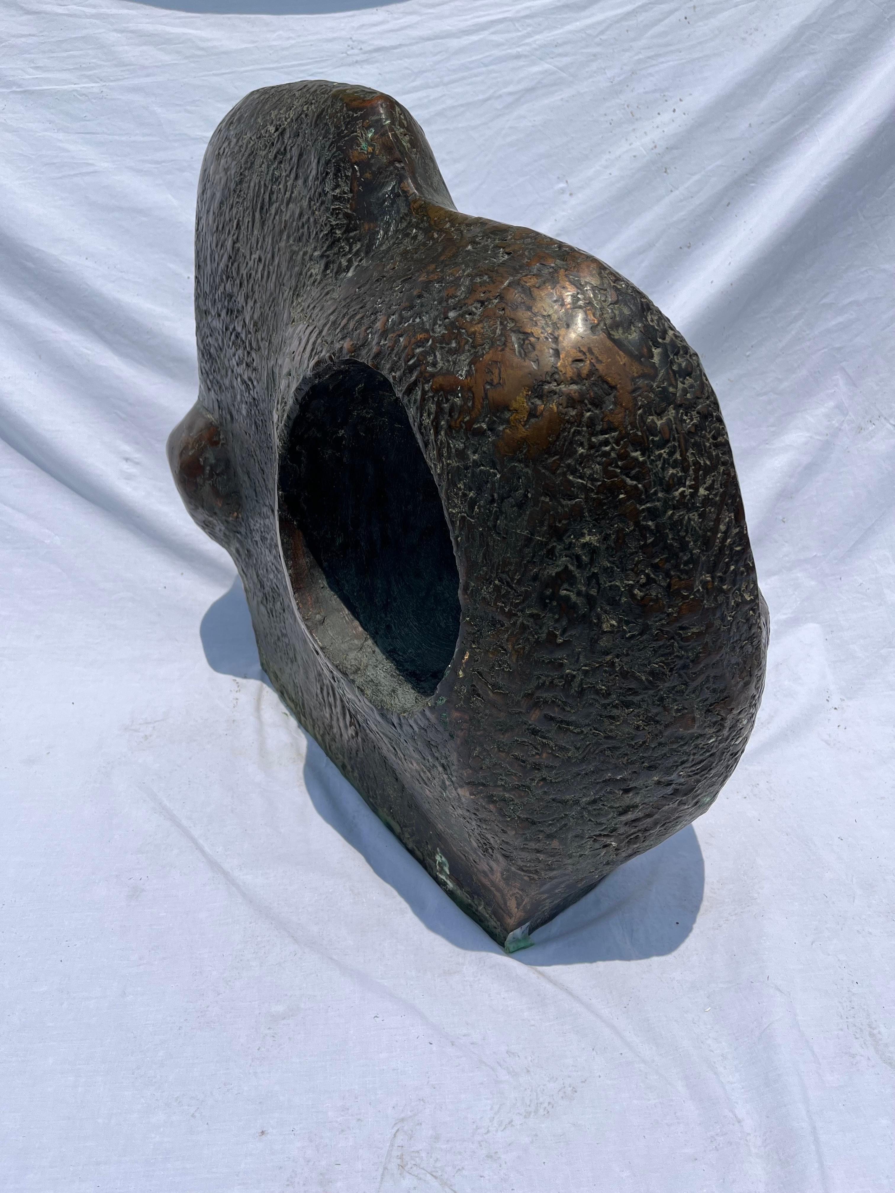Vintage Monumental Bronze Abstract Biomorphic Sculpture Over Two Feet Wide For Sale 11