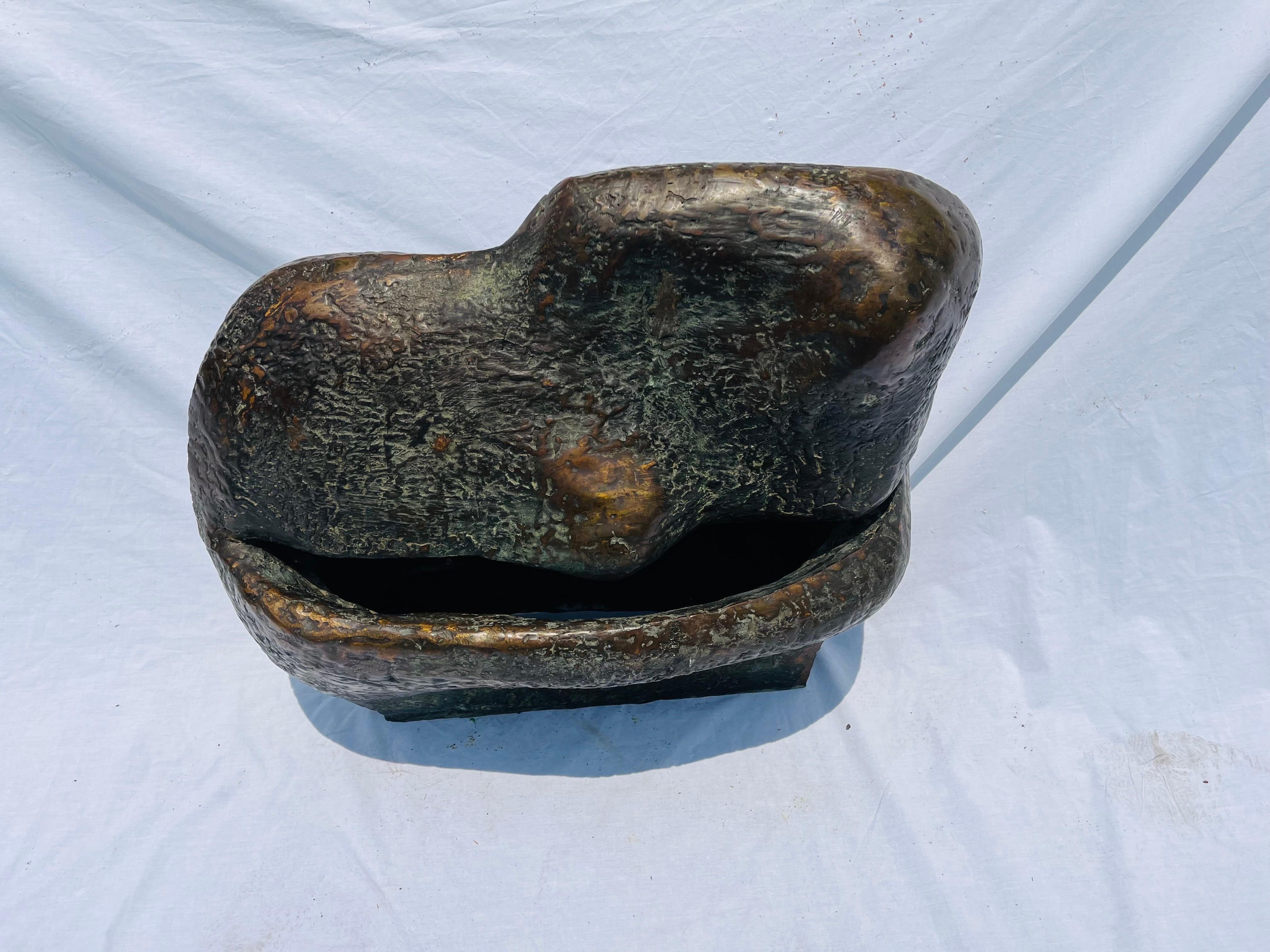 Mid-Century Modern Vintage Monumental Bronze Abstract Biomorphic Sculpture Over Two Feet Wide For Sale