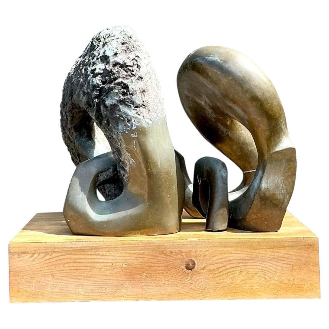 Vintage Monumental Bronze Abstract Sculpture