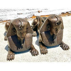 Vintage Monumental Bronze Sphinxes - a Pair