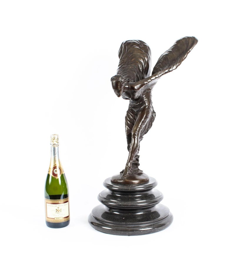 Vintage Monumental Bronze Spirit Of Ecstasy Rolls Royce Showroom Display