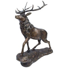 Vintage Monumental Bronze Stag Sculpture, 20th Century