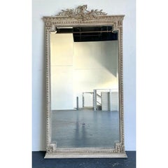 Vintage Monumental Carved Ribbon Floor Mirror