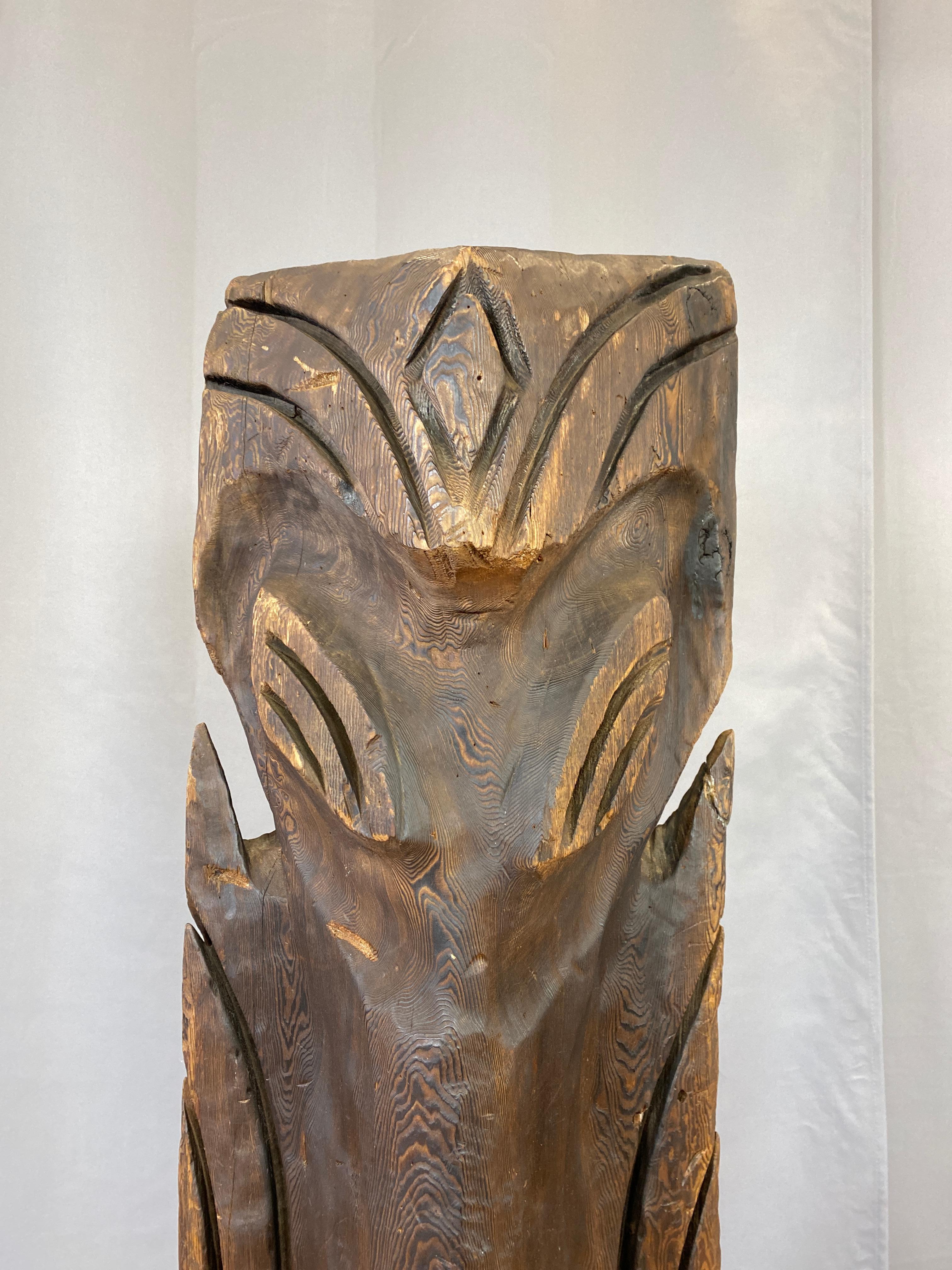 Mid-20th Century Vintage Monumental Carved Wood Tiki Sculpture For Sale