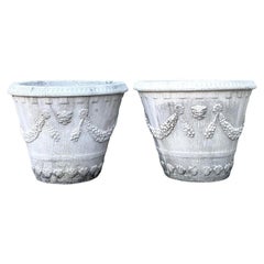 Vintage Monumental Cast Concrete Planters