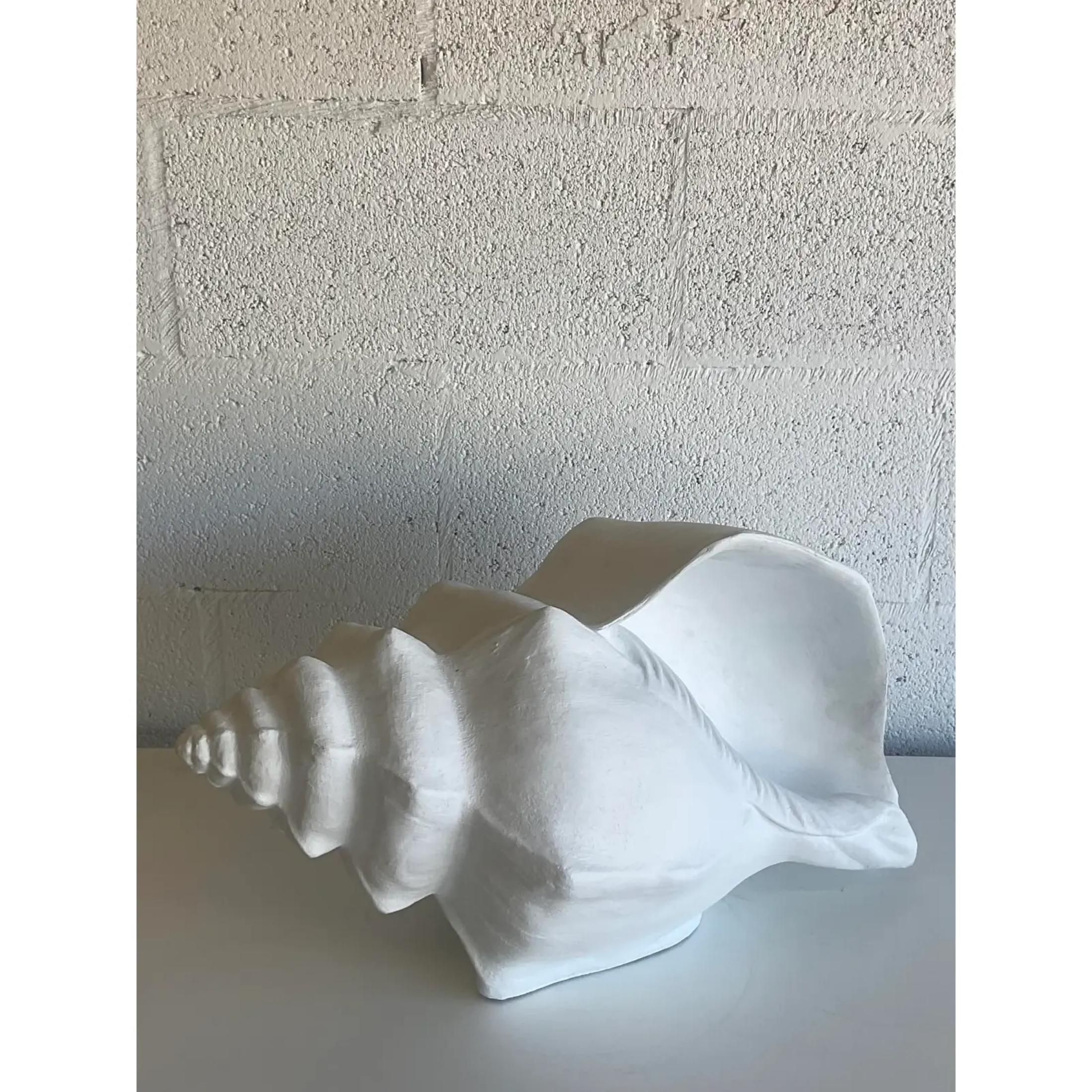 20th Century Vintage Monumental Coastal Plaster Conch Shell For Sale