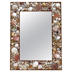 Vintage Monumental Coastal Shell Mirror