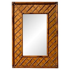 Vintage Monumental Coastal Trellis Rattan Mirror