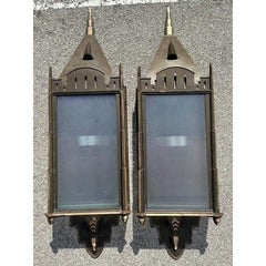 Vintage Monumental Copper Wall Sconces - A Pair