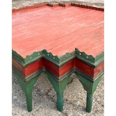 Vintage Monumental Distressed Wood Plank Coffee Table