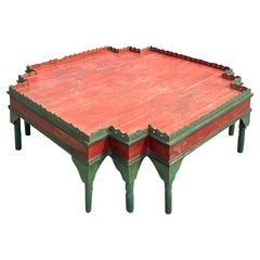 Vintage Monumental Distressed Wood Plank Coffee Table