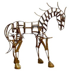 Vintage Monumental European Outsider Art Horse Sculpture