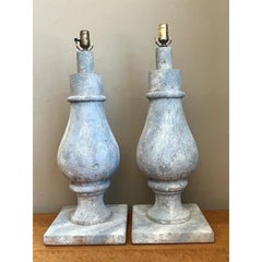 Vintage Monumental Faux Finished Balustrade Lamps - A Pair