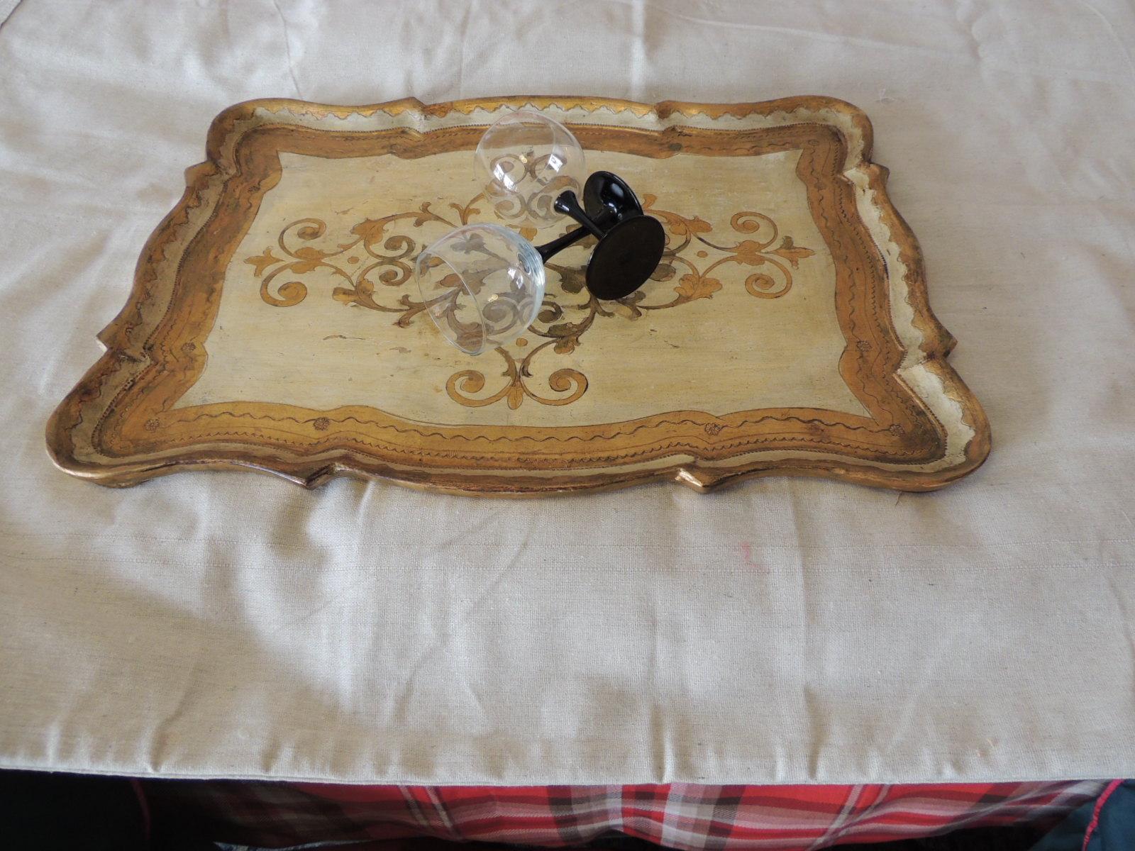 Hand-Crafted Vintage Monumental Florentine Gold Serving Tray