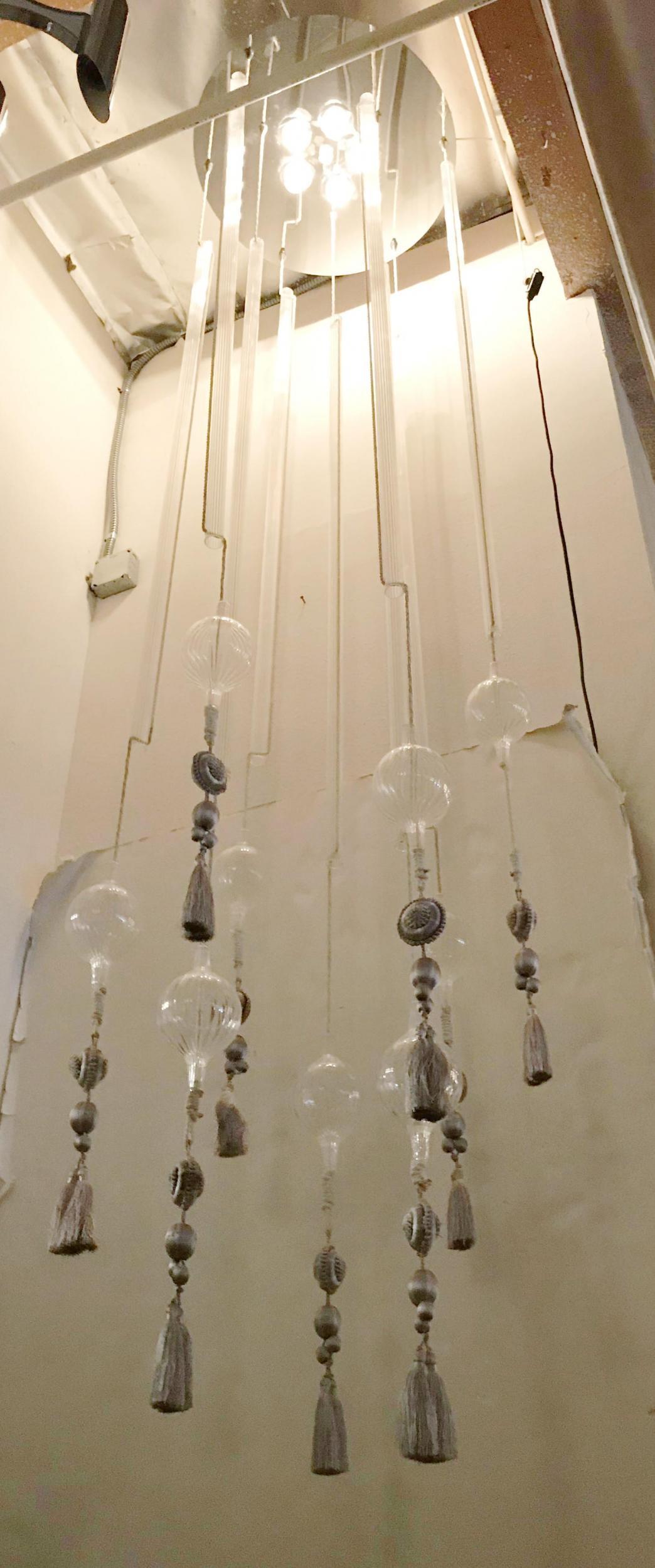 Late 20th Century Vintage Monumental Flushmount Chandelier, Italy, 1980s For Sale