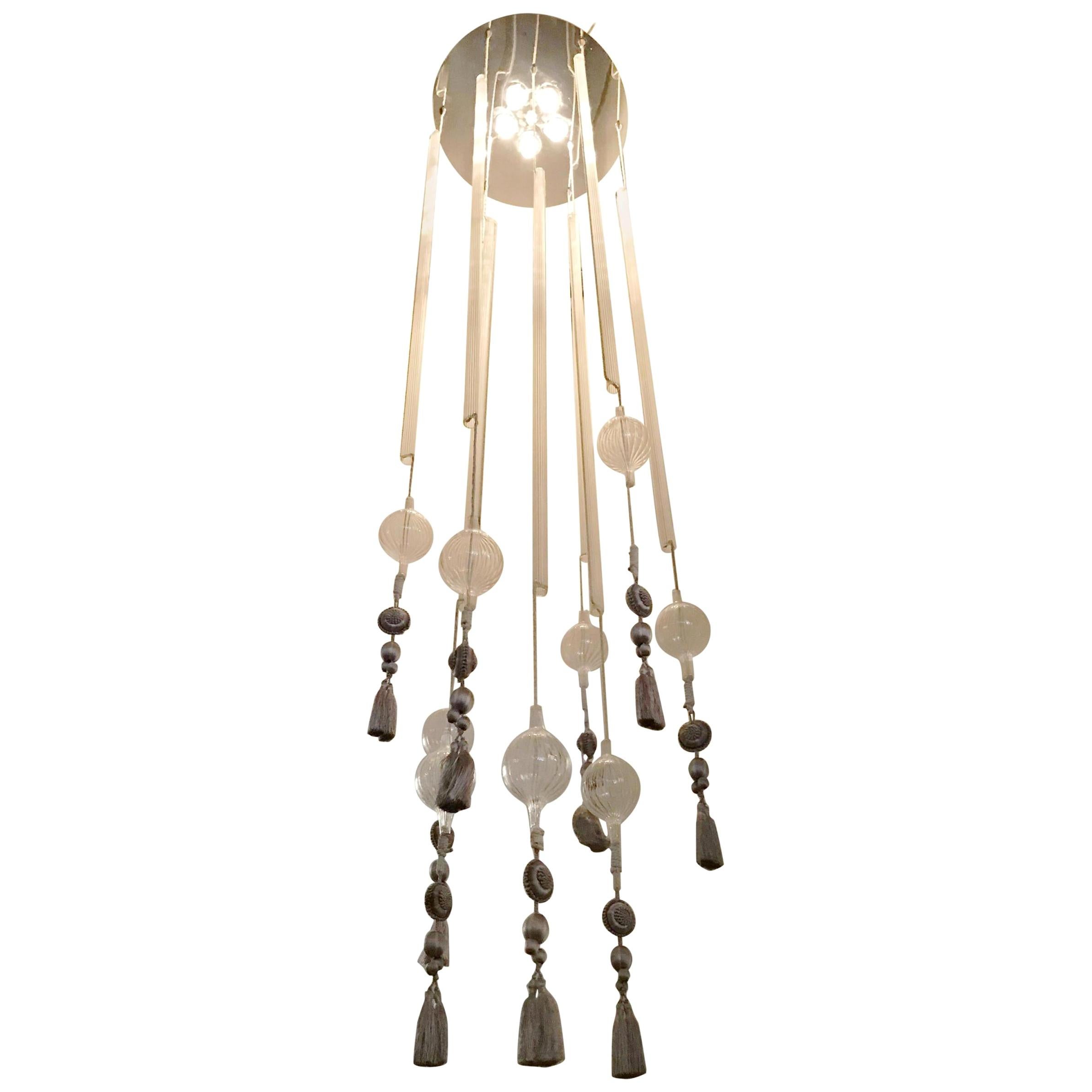 Vintage Monumental Flushmount Chandelier, Italy, 1980s For Sale