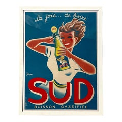 Vintage Monumental French Advertisement Poster on Canvas