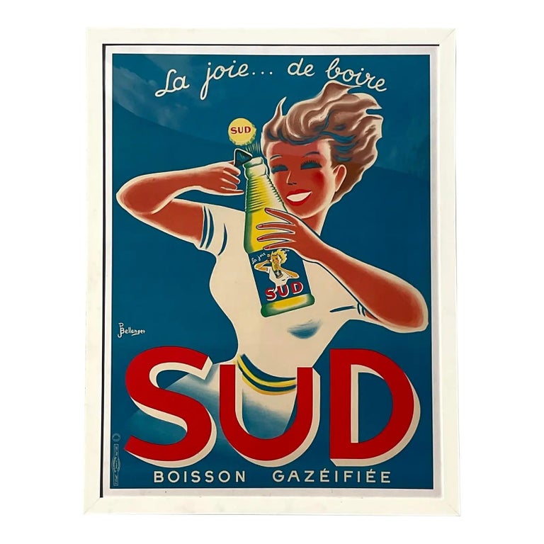 Vintage Monumental French Advertisement Poster on Canvas For Sale at