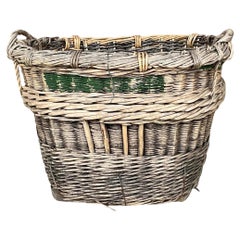 Vintage Monumental French Woven Rattan Basket