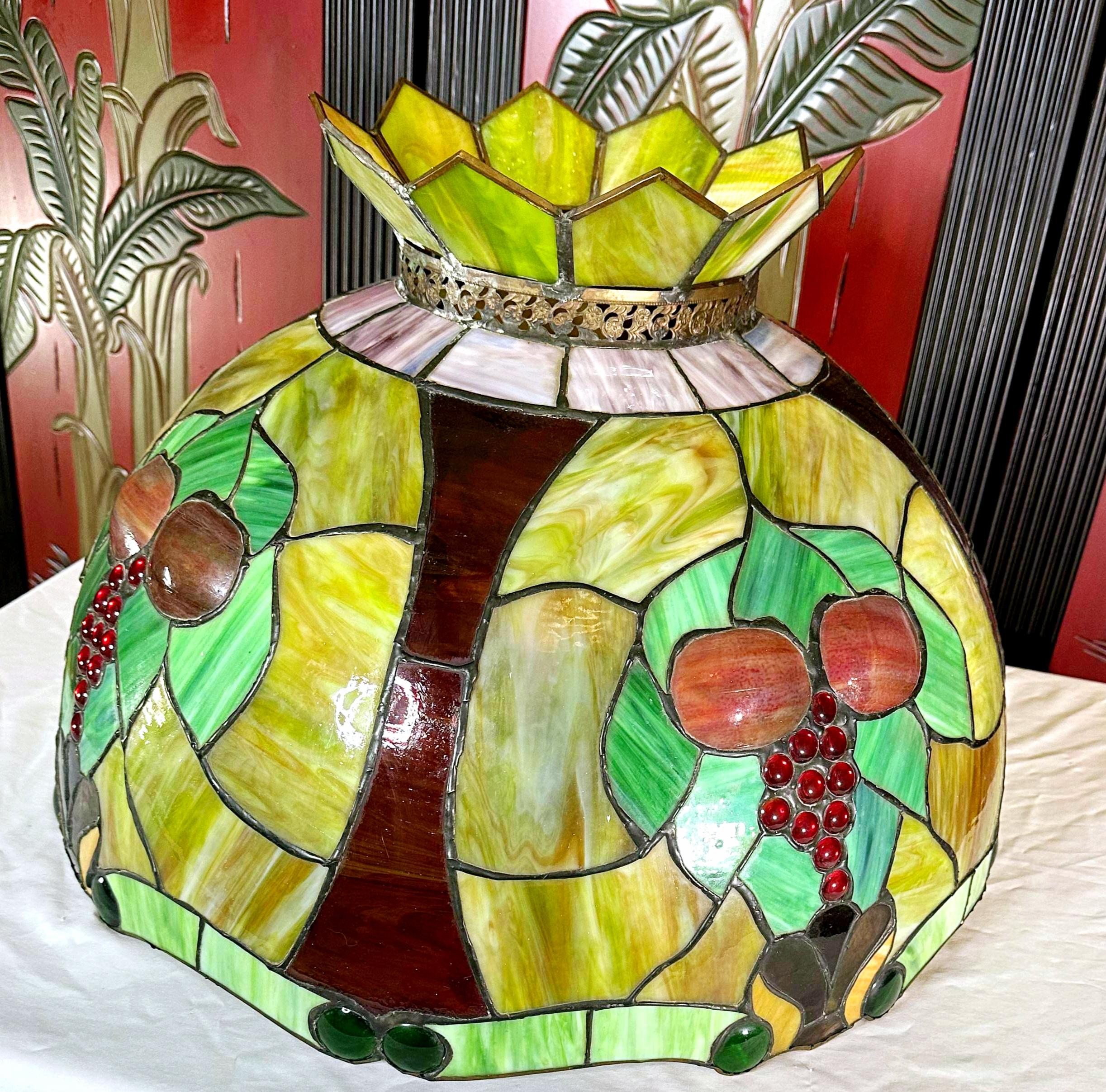 Vintage Monumental Fruit Slag Glass Lampshade/ Pendant Shade For Sale 4