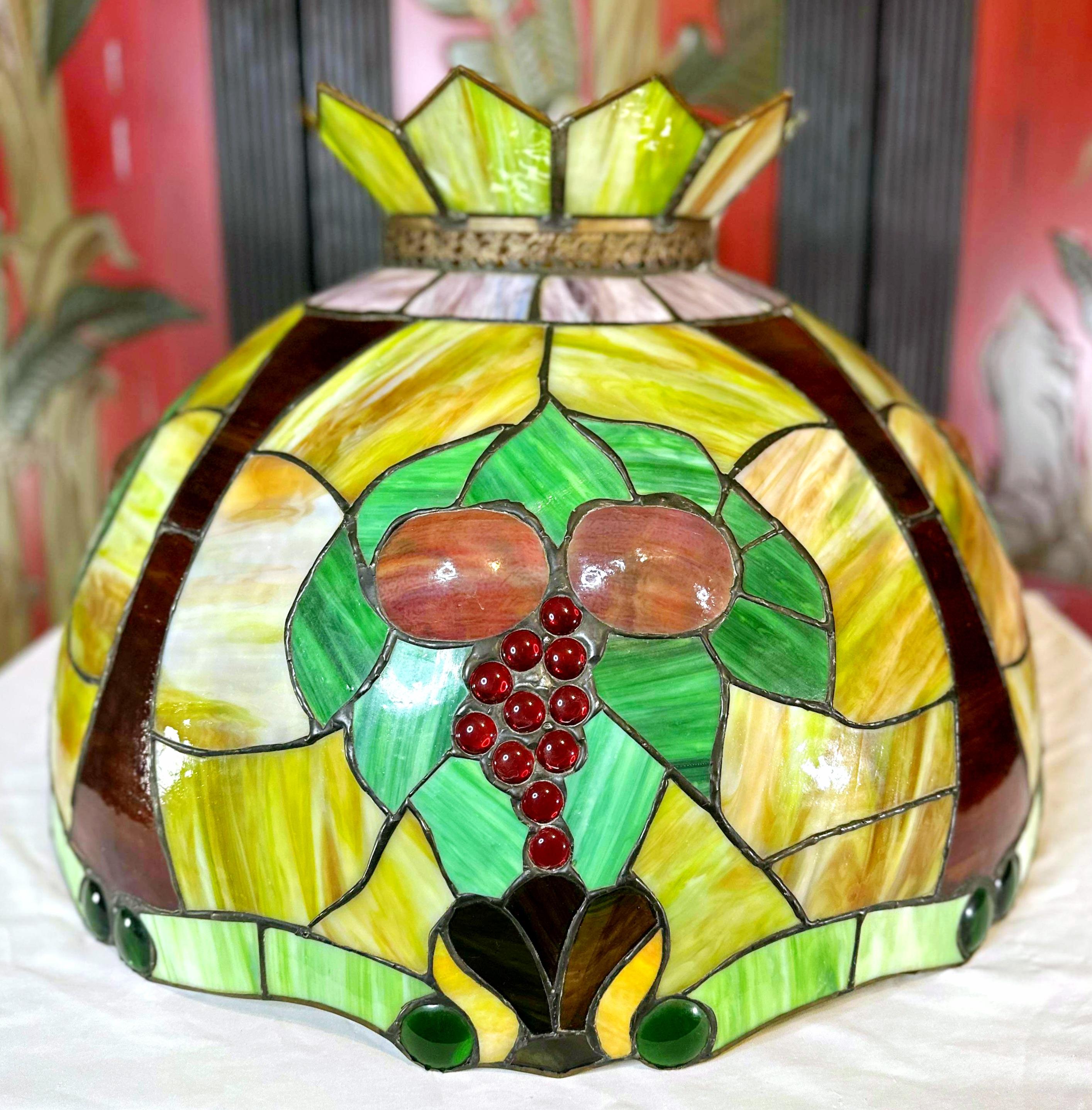 Vintage Monumental Fruit Slag Glass Lampshade/ Pendant Shade For Sale 7