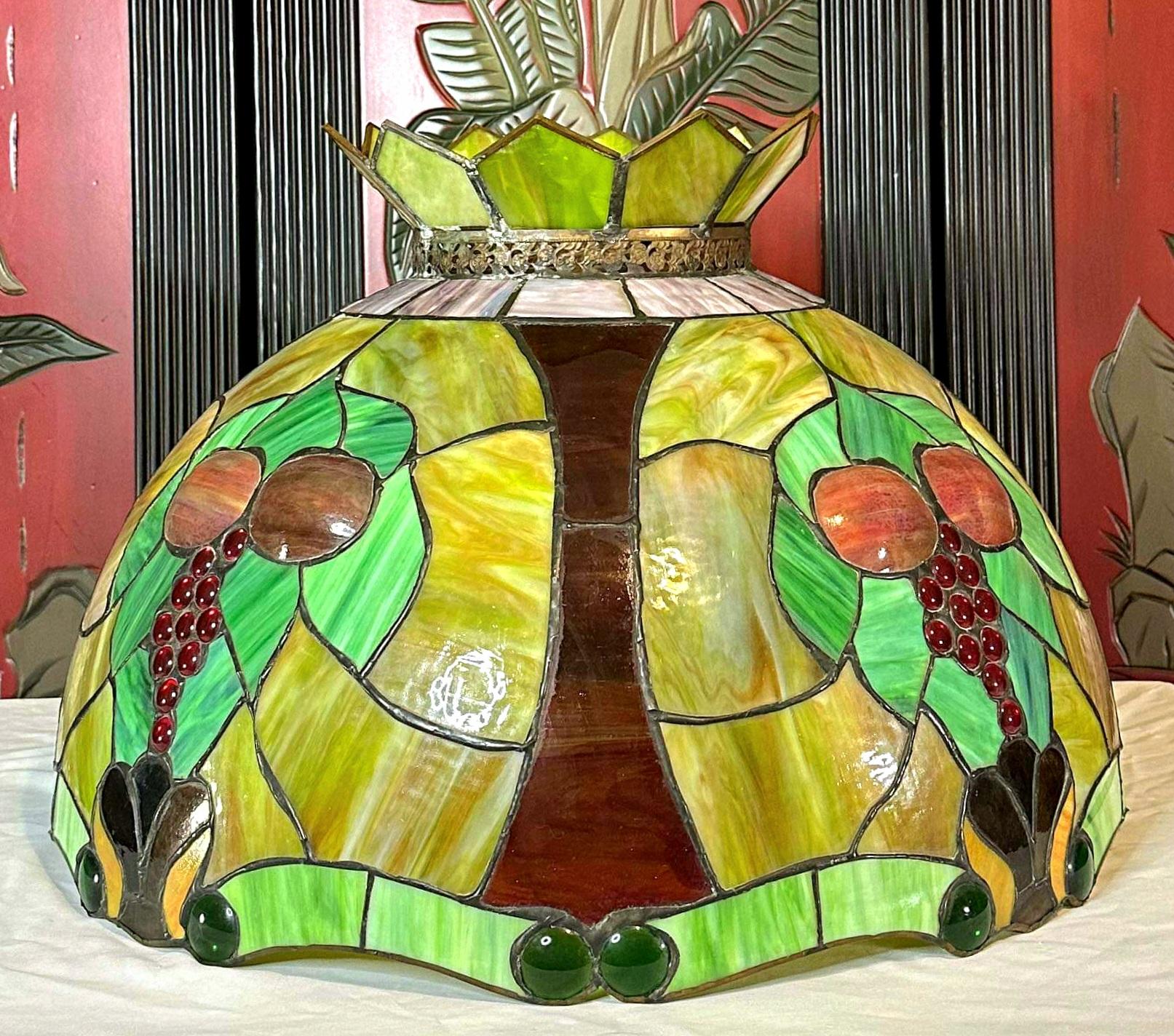 Vintage Monumental Fruit Slag Glass Lampshade/ Pendant Shade For Sale 11