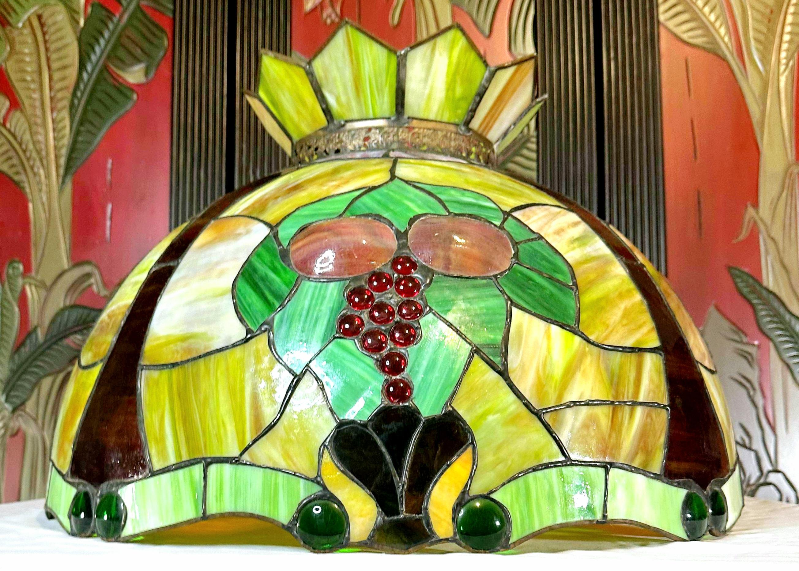 Vintage Monumental Fruit Slag Glass Lampshade/ Pendant Shade For Sale 12