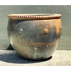 Fioriera monumentale d'epoca in ceramica smaltata