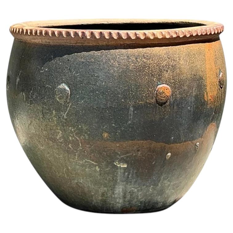 Vintage Monumental Glazed Ceramic Planter