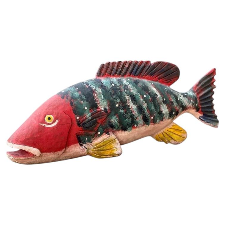 Vintage Monumental Hand Painted Fish