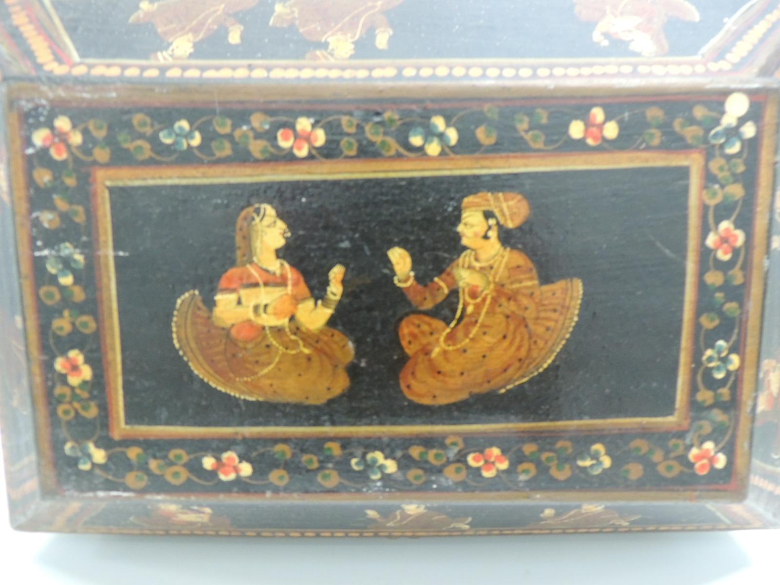 Brass Large Scale Vintage Hand-Painted Indian Decorative Box