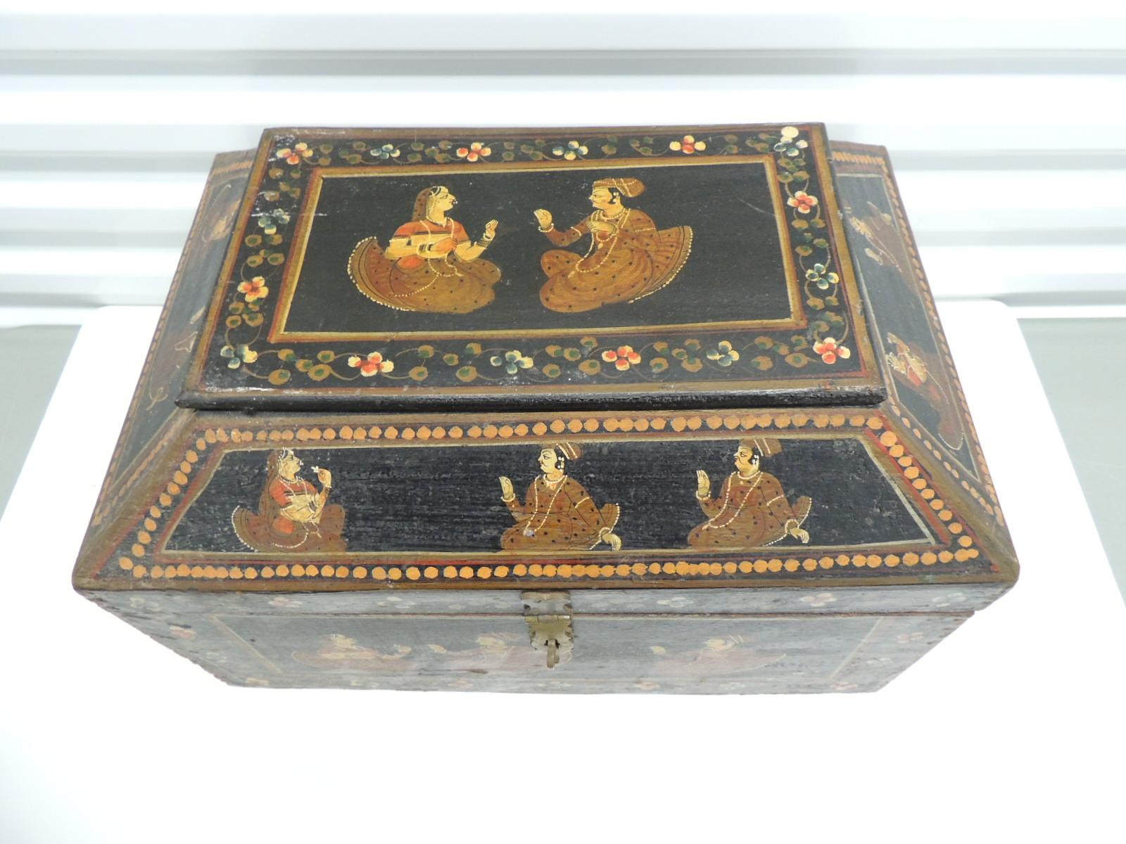 Moorish Large Scale Vintage Hand-Painted Indian Decorative Box
