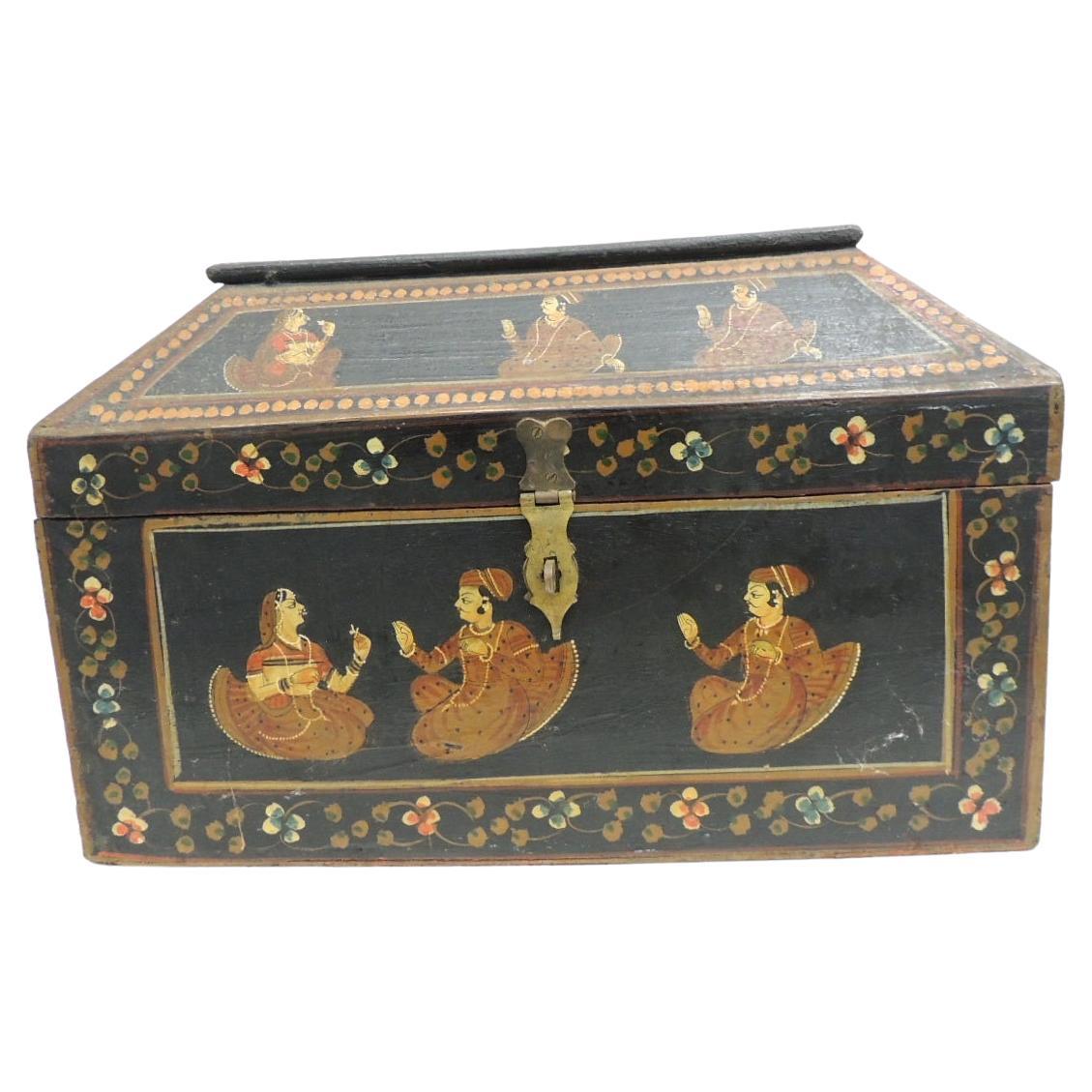 Large Scale Vintage Hand-Painted Indian Decorative Box