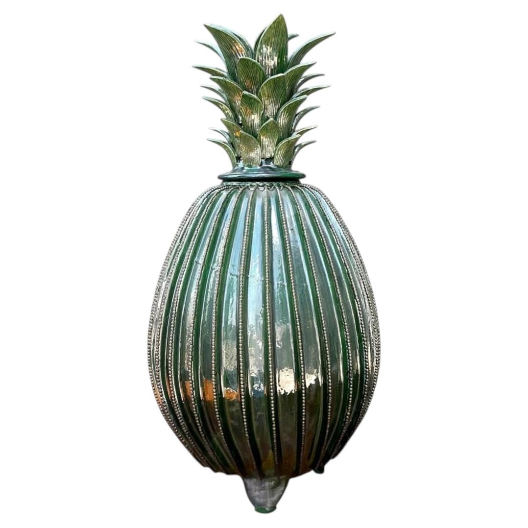 Vintage Monumental Hilario Alejo Madrigal Glazed Terracotta Pineapple