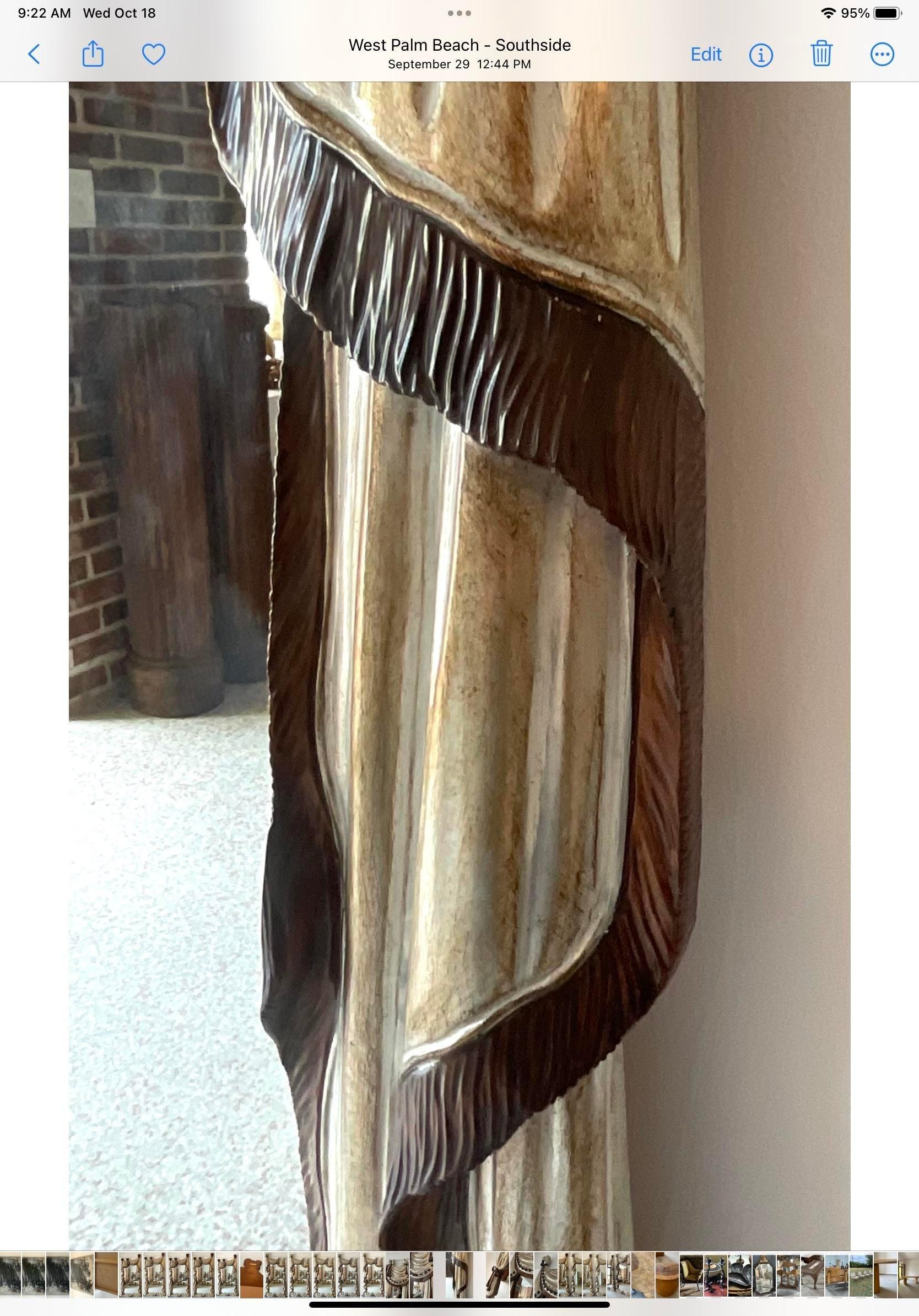 Vintage Monumental Italian Jumbo Collection Hand Carved Swag Mirror In Good Condition For Sale In west palm beach, FL