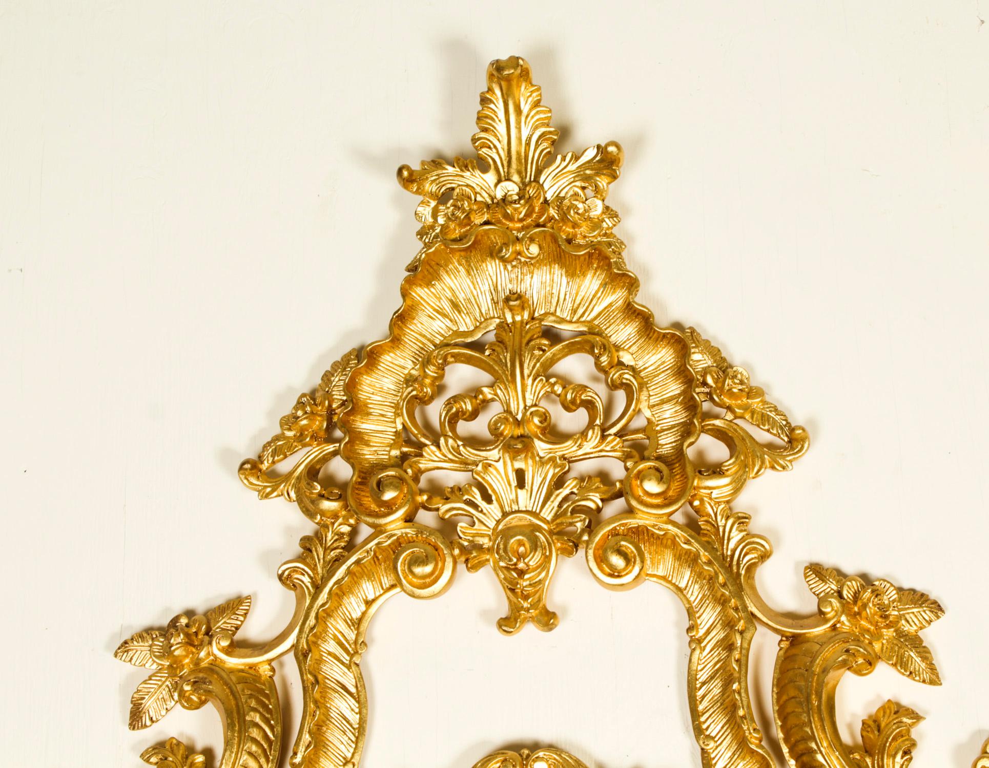 Rococo Revival Vintage Monumental Italian Rococo Giltwood Decorative Mirror, 20th C For Sale