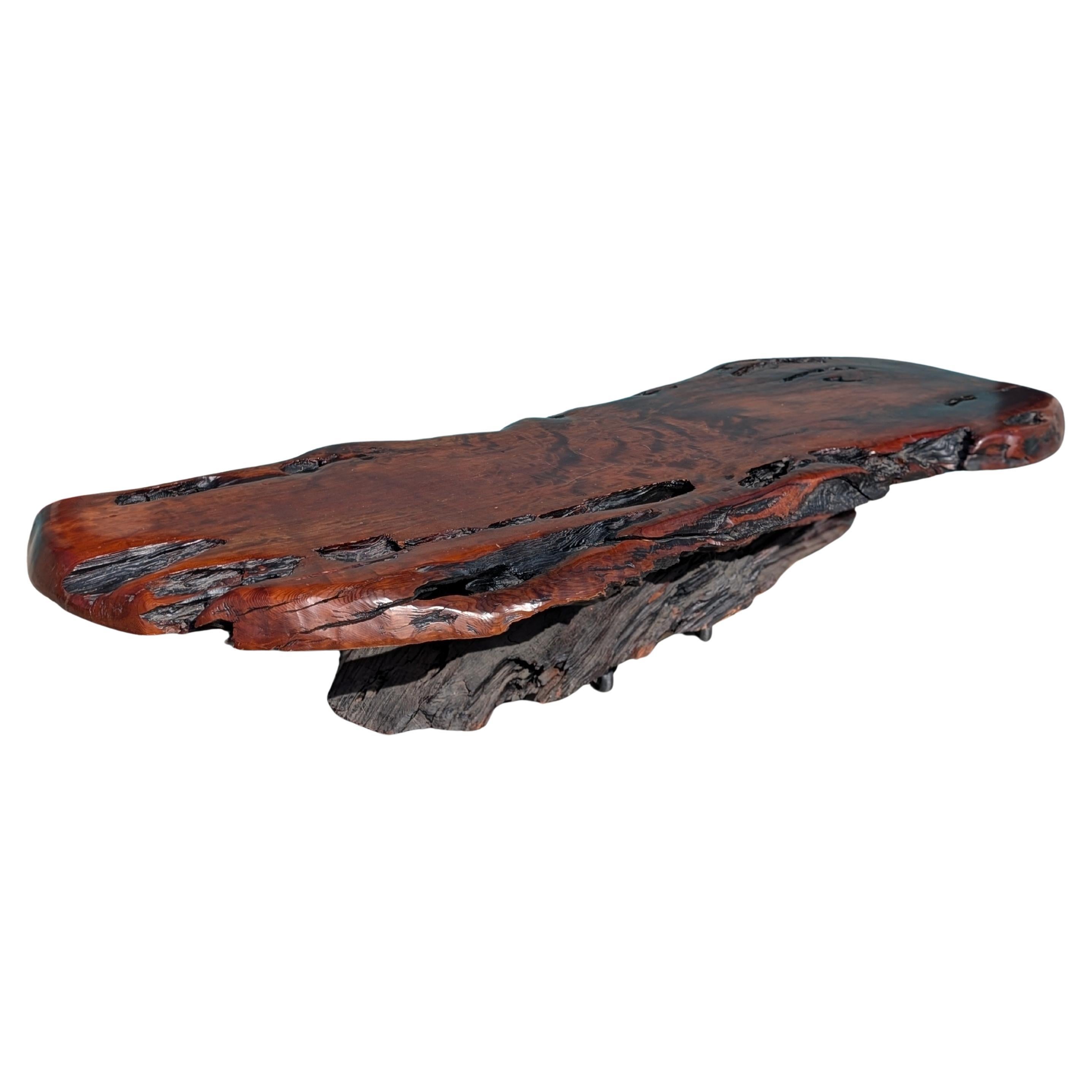 Vintage Monumental Live Edge Redwood Coffee Table, c1980s For Sale