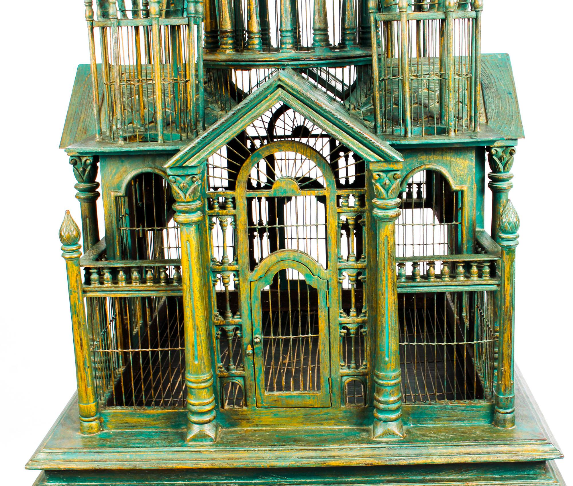 Monumental Mahogany Sacre Coeur Cathedral Bird Cage on Stand, 20th Century 6