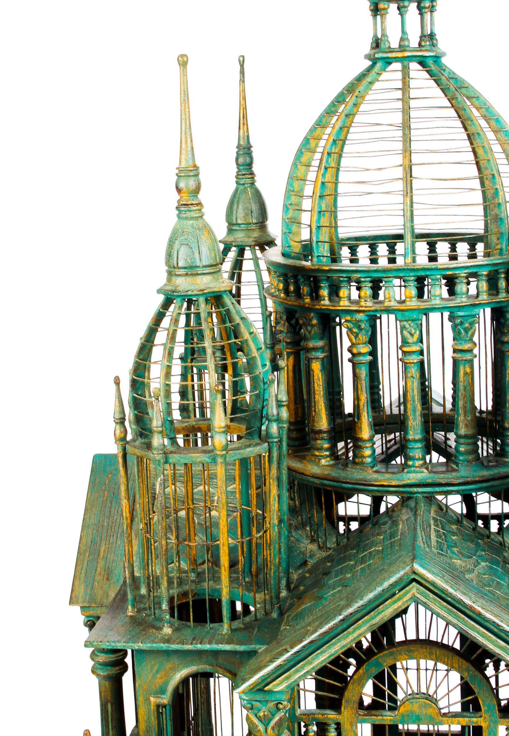 Monumental Mahogany Sacre Coeur Cathedral Bird Cage on Stand, 20th Century 1