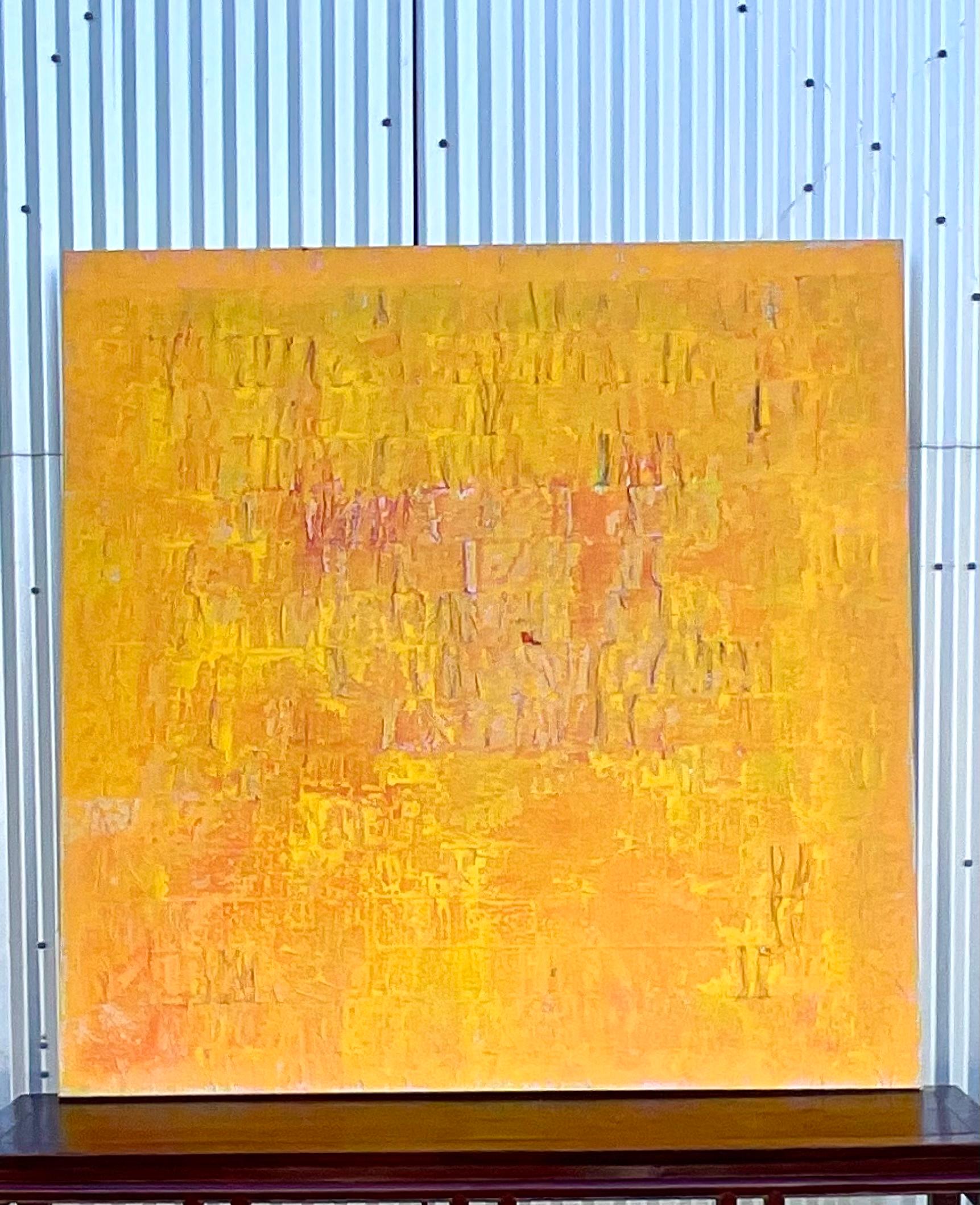 Incredible vintage strait mixed media painting. Monumental in size with bold color composition. Mixed media design. Signed by the artist Hector Lombardi, 1978. Acquired from a Palm Beach estate.
