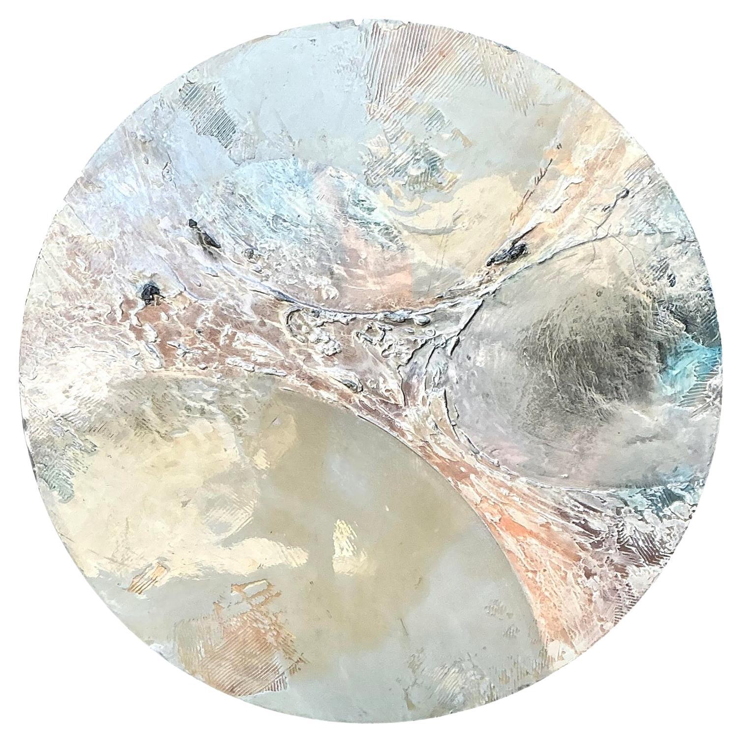 Vintage Monumental Mixed Media Disc Wall Sculpture