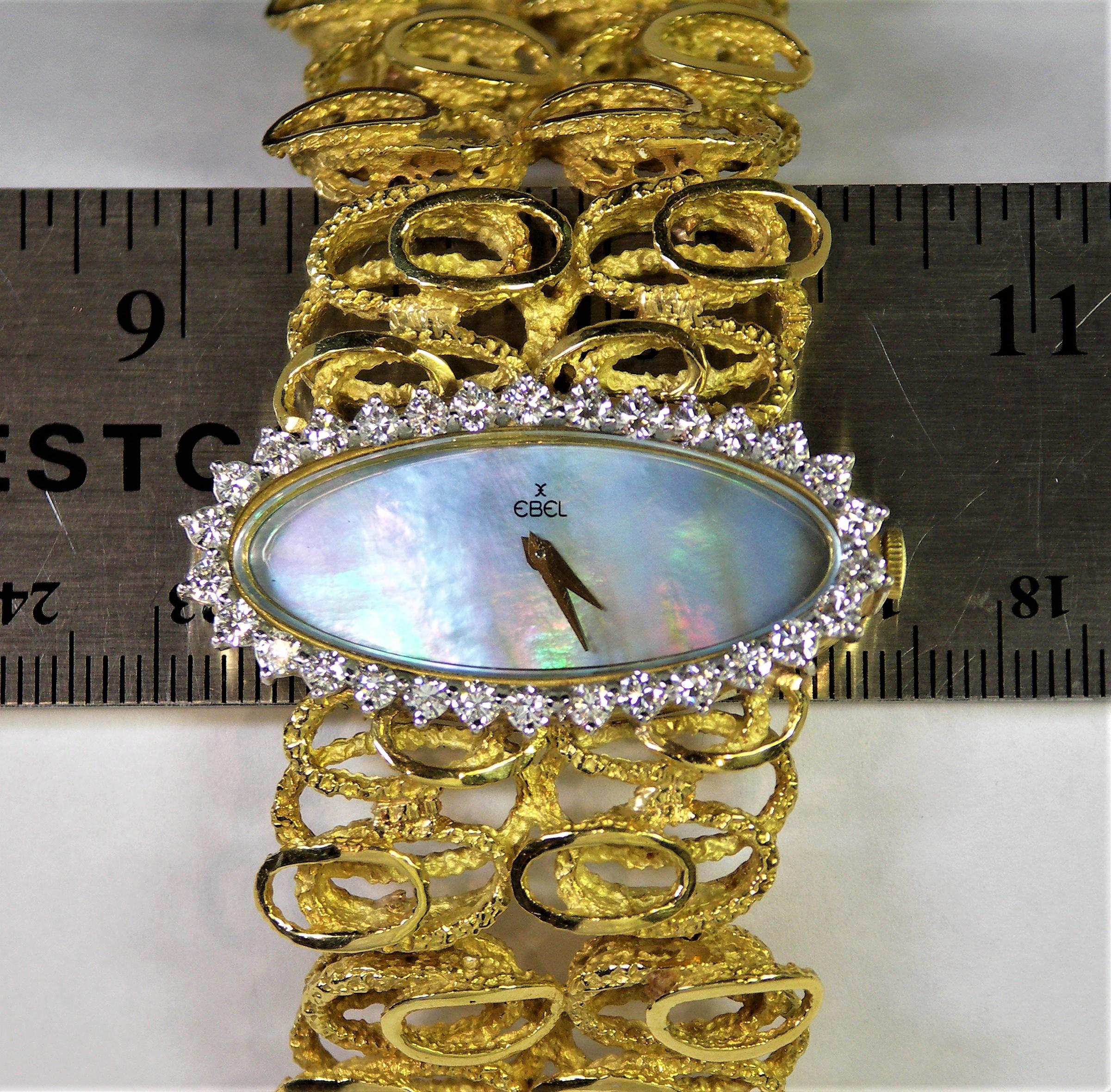 Women's Vintage Monumental Mother of Pearl, Gold and Diamond Ladies Ebel Watch