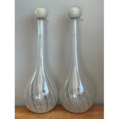 Coppia di bottiglie vintage in vetro di Murano soffiato a mano, in stile monumentale, con tappi