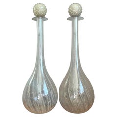 Coppia di bottiglie vintage in vetro di Murano soffiato a mano, in stile monumentale, con tappi